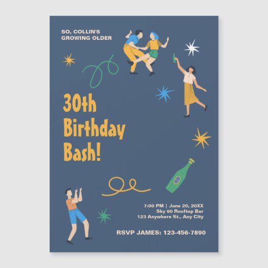 Personalisierter niedliche Geburtstag Magneteinladung (Vorderseite)