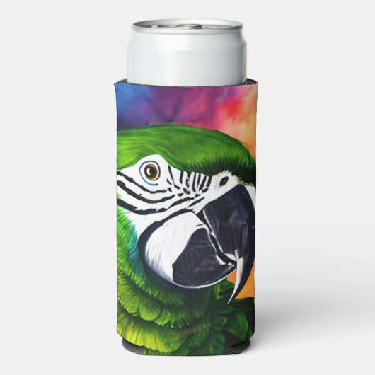 Personalisierter Niedlicher AI-Generierter Papagei Selters Dosenkühler (Seltzer Rückseite)