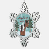 Personalisierter Niedlicher Appaloosa Winterurlaub Schneeflocken Zinn-Ornament (Rechts)