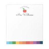 Personalisierter Niedlicher Apple-Lehrer Notizblock (Vorderseite)