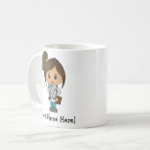 Personalisierter niedlicher Arzt, brünette Frau Kaffeetasse (Vorderseite Links)