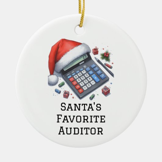 Personalisierter Niedlicher Auditor des Weihnachts Keramik Ornament (Vorne)