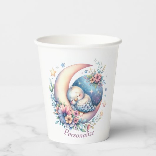 Personalisierter Niedlicher Baby Bird Schlafen auf Pappbecher (Rückseite)