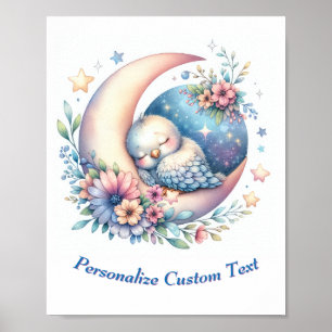 Personalisierter Niedlicher Baby Bird Schlafen auf Poster
