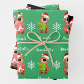 Personalisierter Niedlicher Bär Frohes Weihnachtsg Geschenkpapier Set (Beispiel)