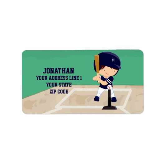 Personalisierter Niedlicher Baseball-Cartoon Adressaufkleber (Vorne)