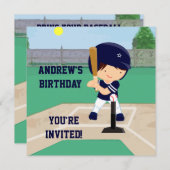 Personalisierter Niedlicher Baseball-Cartoon Einladung (Vorne/Hinten)