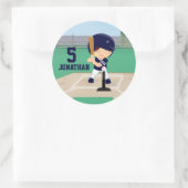 Personalisierter Niedlicher Baseball-Cartoon Runder Aufkleber (Tasche)