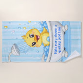 Personalisierter Niedlicher Blauer Duckvorhang Strandtuch (Vorderseite)