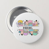 Personalisierter Niedlicher Bleistift - zurück in Button (Vorne & Hinten)