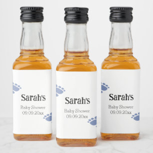 Personalisierter Niedlicher Blue Footprint Baby Du Alkoholflaschenetikett