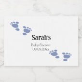 Personalisierter Niedlicher Blue Footprint Baby Du Alkoholflaschenetikett (Einzelnes Label)