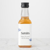 Personalisierter Niedlicher Blue Footprint Baby Du Alkoholflaschenetikett (Vorderseite)