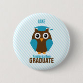 Personalisierter Niedlicher Blue Owl Kindergarten Button (Vorderseite)