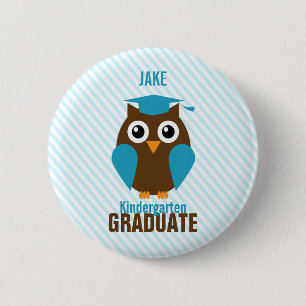 Personalisierter Niedlicher Blue Owl Kindergarten Button