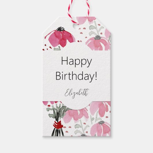 Personalisierter Niedlicher Boho Pink Geschenkanhänger (Vorderseite)