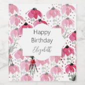 Personalisierter Niedlicher Boho Pink Weinetikett (Einzelnes Label)