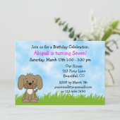 Personalisierter Niedlicher brauner Welpenhund Mäd Einladung (Stehend Vorderseite)