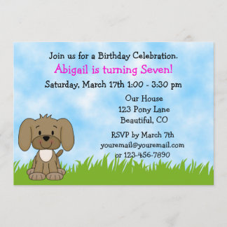 Personalisierter Niedlicher brauner Welpenhund Mäd Einladung