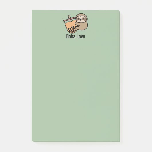 Personalisierter Niedlicher Bubble Tee & Sloth Post-it Klebezettel (Vorderseite)