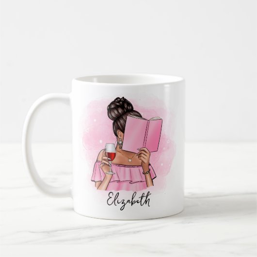 Personalisierter niedlicher Buchüberleser Kaffeetasse (Links)