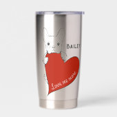 Personalisierter Niedlicher Bulldog mit einem Rote Thermobecher (Links)