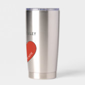 Personalisierter Niedlicher Bulldog mit einem Rote Thermobecher (Rückseite)