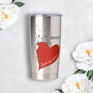 Personalisierter Niedlicher Bulldog mit einem Rote Thermobecher