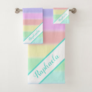 Personalisierter niedlicher bunter Regenbogen Badhandtuch Set