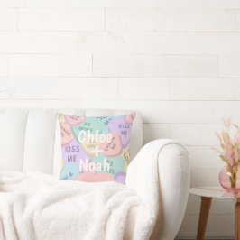 Personalisierter Niedlicher Candy Hearts Valentins Kissen