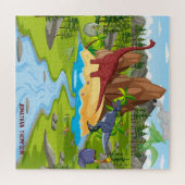 Personalisierter Niedlicher Cartoon Dinosaurier Gr Puzzle (Horizontal)
