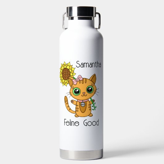 Personalisierter Niedlicher Cartoon Kitty Cat Pub Trinkflasche (Vorderseite)