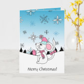 Personalisierter Niedlicher Cartoon Maus Ess eine Karte (Gelbe Blume)