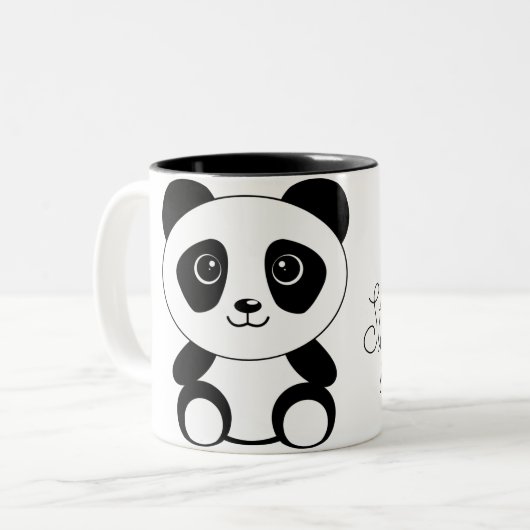 Personalisierter Niedlicher Cartoon Panda Bear Zweifarbige Tasse (Vorderseite Links)