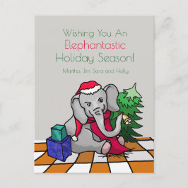 Personalisierter Niedlicher Cartoon Weihnachtselep Feiertagspostkarte