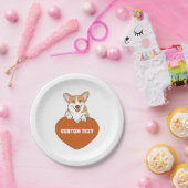 Personalisierter Niedlicher Corgi Welpenhund Pappteller (Party)