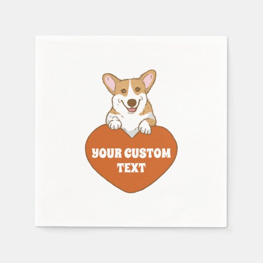 Personalisierter Niedlicher Corgi Welpenhund Serviette (Vorderseite)