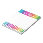 Personalisierter Niedlicher Crayon Rainbow-Lehrer  Notizblock (Rotiert)