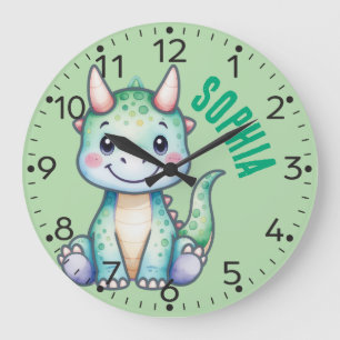 Personalisierter Niedlicher Dino - Carnotaurus Wal Große Wanduhr