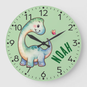 Personalisierter Niedlicher Dinosaurier, Wall-Uhr Große Wanduhr