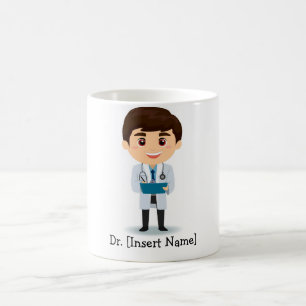 Personalisierter niedlicher Doktor, brünetter Man Kaffeetasse