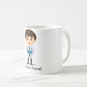 Personalisierter niedlicher Doktor, brünetter Mann Kaffeetasse (VorderseiteRechts)