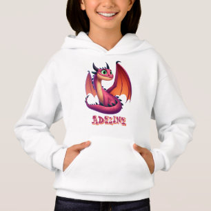 Personalisierter Niedlicher Drache lila/Rot-Cartoo Hoodie