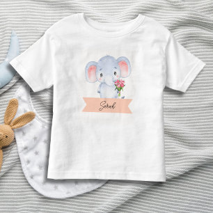 Personalisierter niedlicher Elefant Kleinkind T-shirt