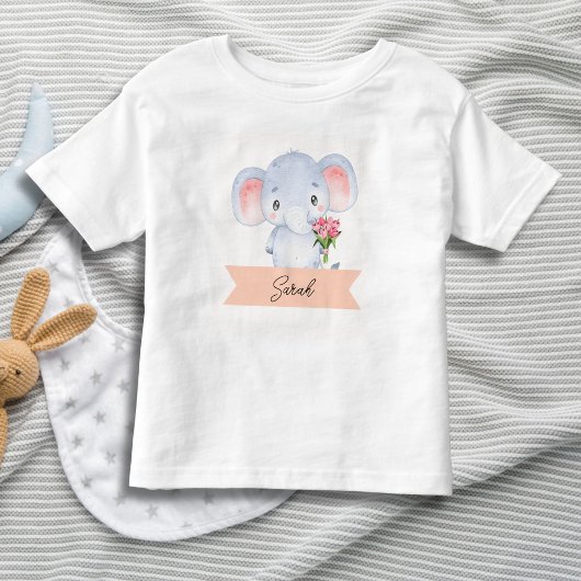 Personalisierter niedlicher Elefant Kleinkind T-shirt