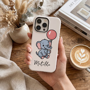 Personalisierter niedlicher Elefant mit Luftballon iPhone 16 Pro Max Hülle