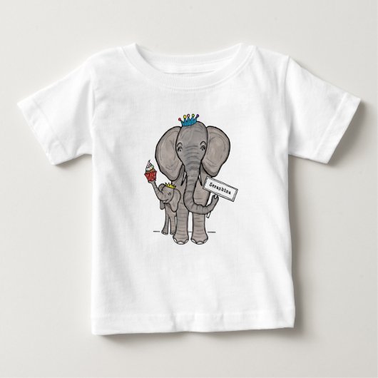 Personalisierter Niedlicher Elefant und Baby Baby T-shirt (Vorderseite)