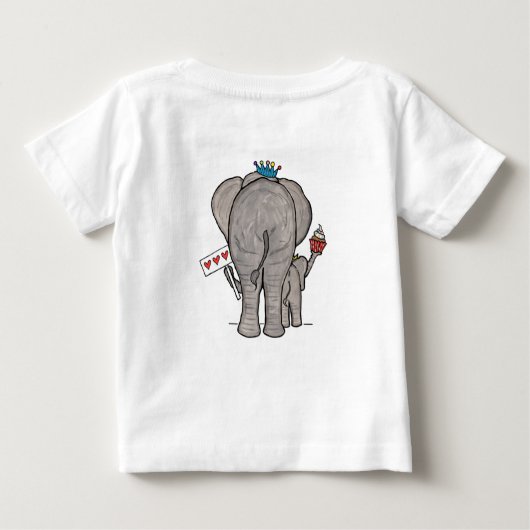 Personalisierter Niedlicher Elefant und Baby Baby T-shirt (Rückseite)