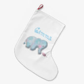 Personalisierter niedlicher Elefant Weihnachts-Str Großer Weihnachtsstrumpf (Vorderansicht (hängend))