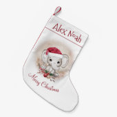 Personalisierter Niedlicher Elefant Weihnachts-Str Kleiner Weihnachtsstrumpf (Vorderansicht (hängend))